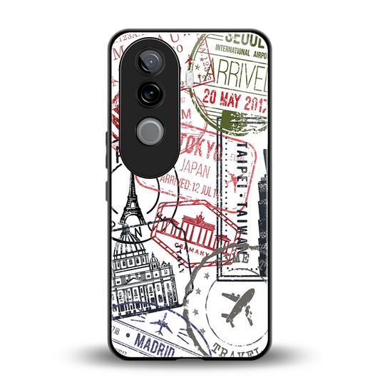 Stamp Collection back phone cover | glass case for vivo v40e