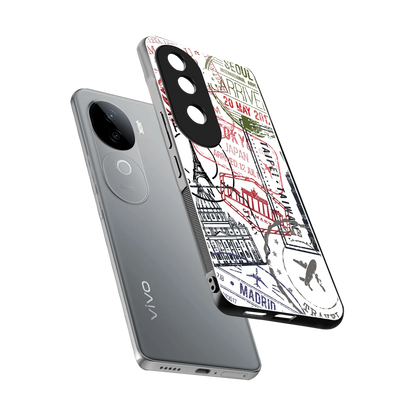 Stamp Collection sleek vivo v40e cover with tempered glass back and TPU edges