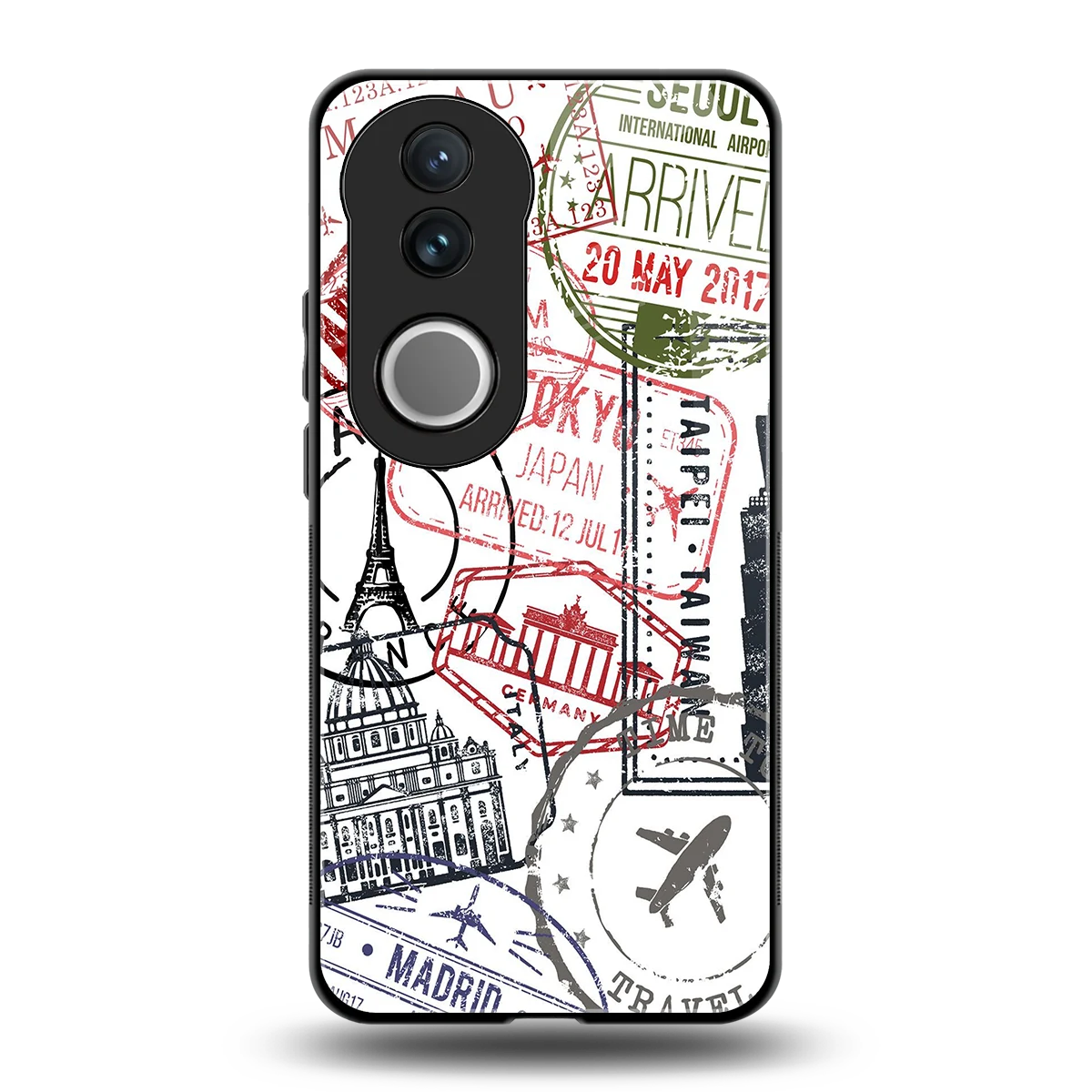 Stamp Collection back phone cover | glass case for vivo v50