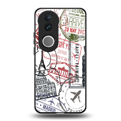 Stamp Collection back phone cover | glass case for vivo v50