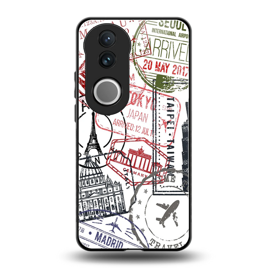 Stamp Collection back phone cover | glass case for vivo v50