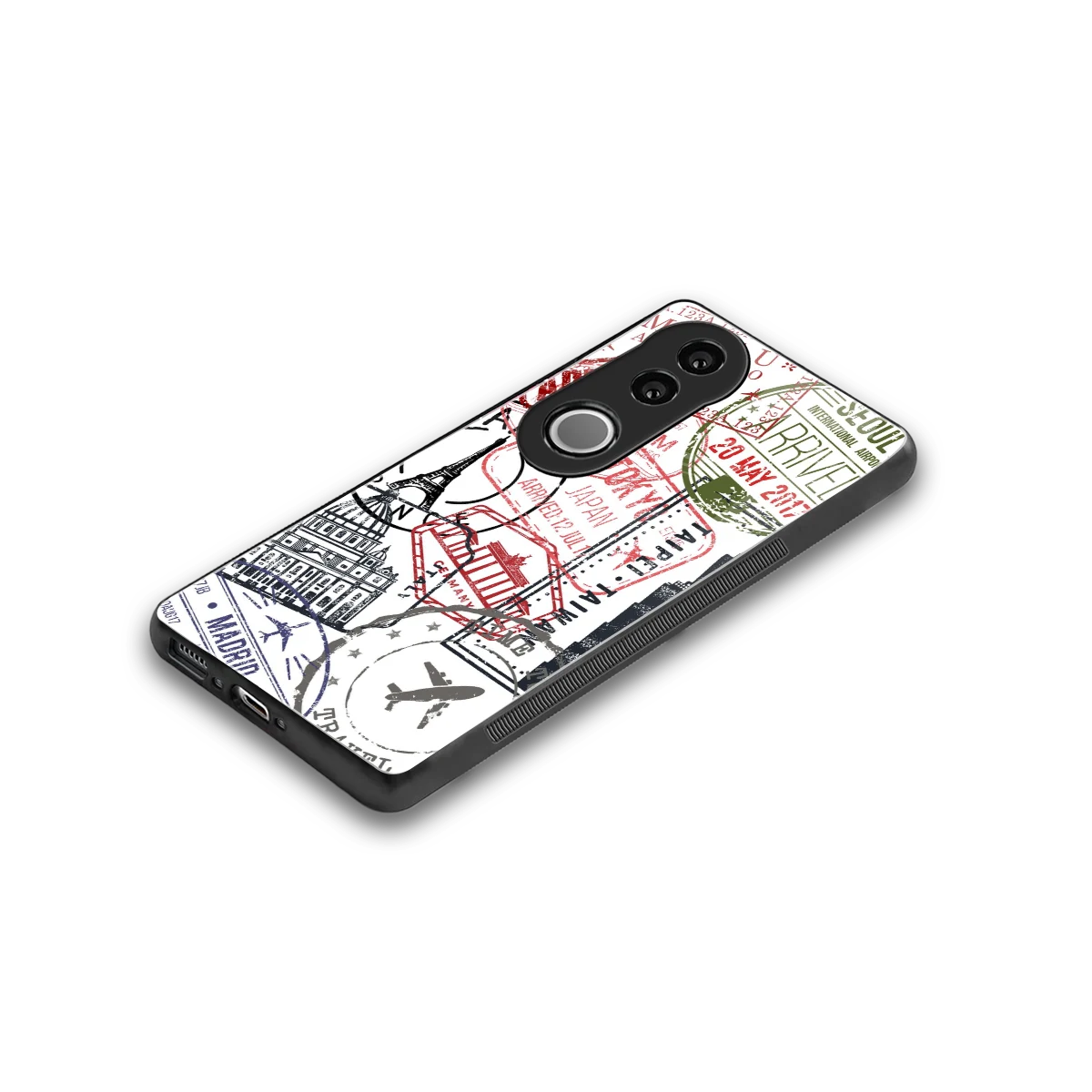Stamp Collection stylish phone case for vivo v50 | glossy glass and slim fit