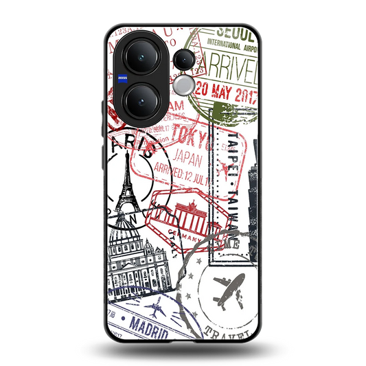 Stamp Collection back phone cover | glass case for vivo v60