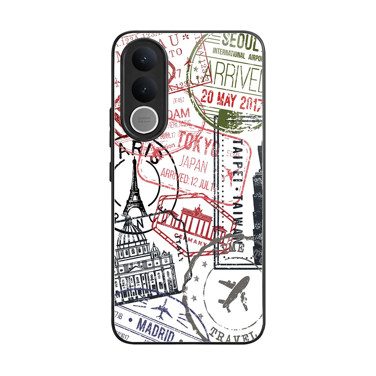 Stamp Collection back phone cover | glass case for vivo v70 fe