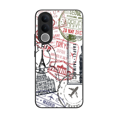Stamp Collection back phone cover | glass case for vivo v70 fe