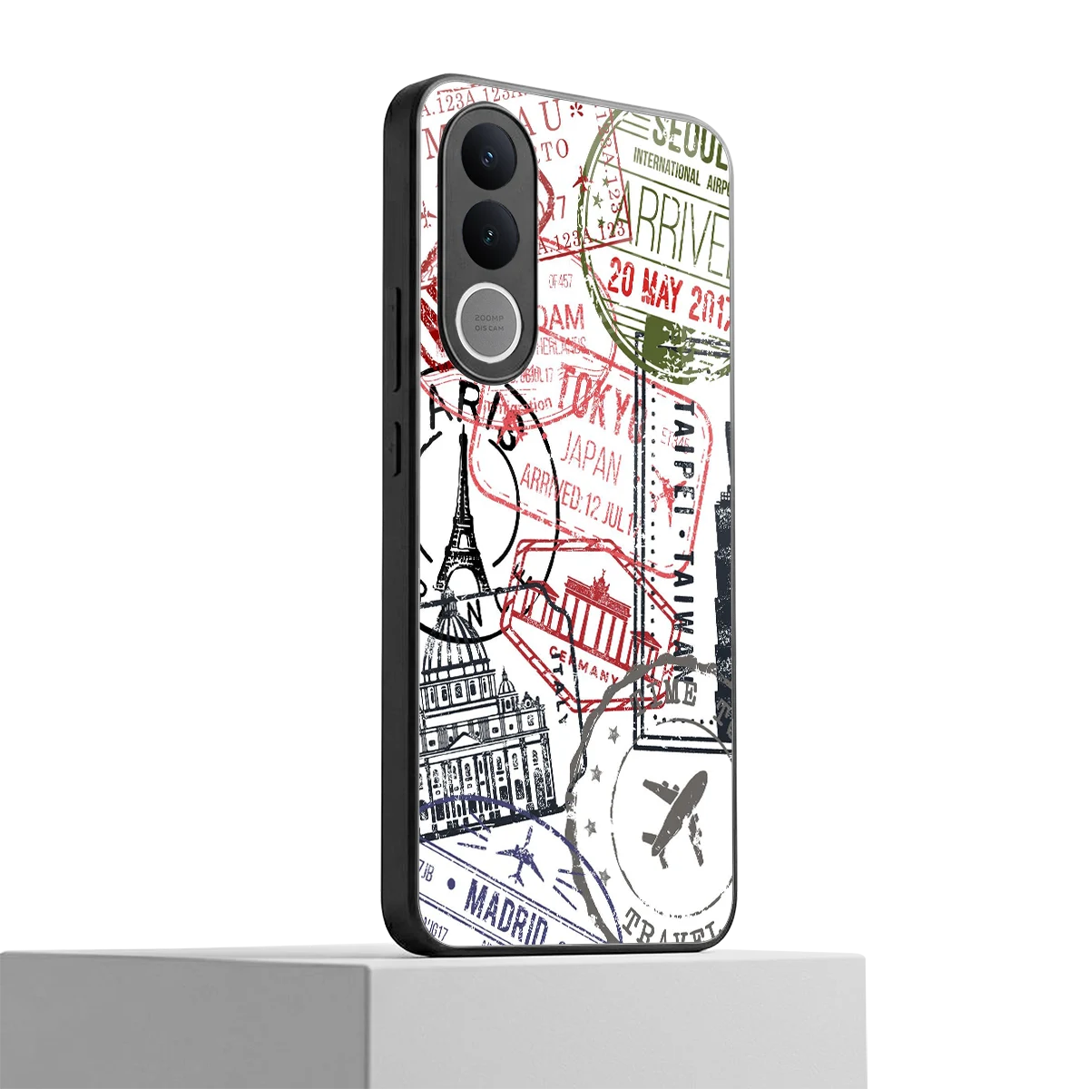 Stamp Collection vivo v70 fe mobile cover | shockproof glass phone case