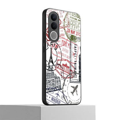 Stamp Collection vivo v70 fe mobile cover | shockproof glass phone case