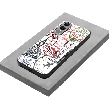 Stamp Collection stylish phone case for vivo v70 fe | glossy glass and slim fit