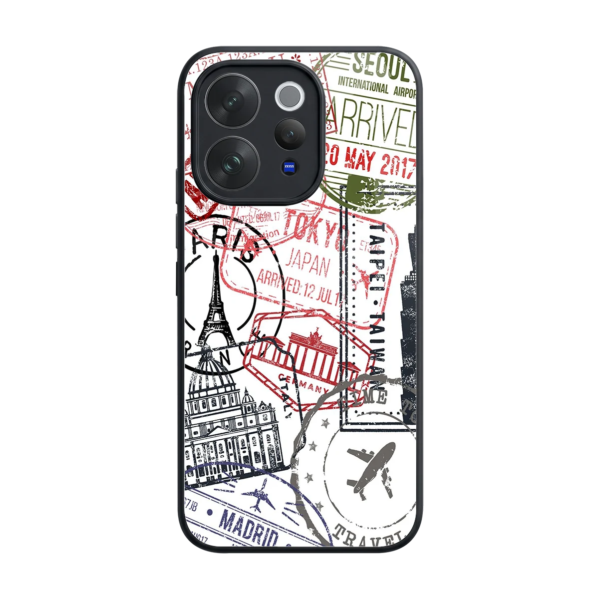 Stamp Collection back phone cover | glass case for vivo v70 elite
