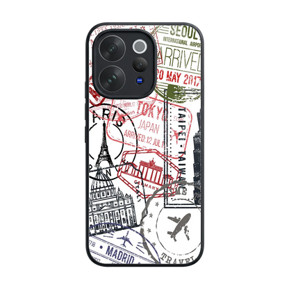Stamp Collection back phone cover | glass case for vivo v70 elite