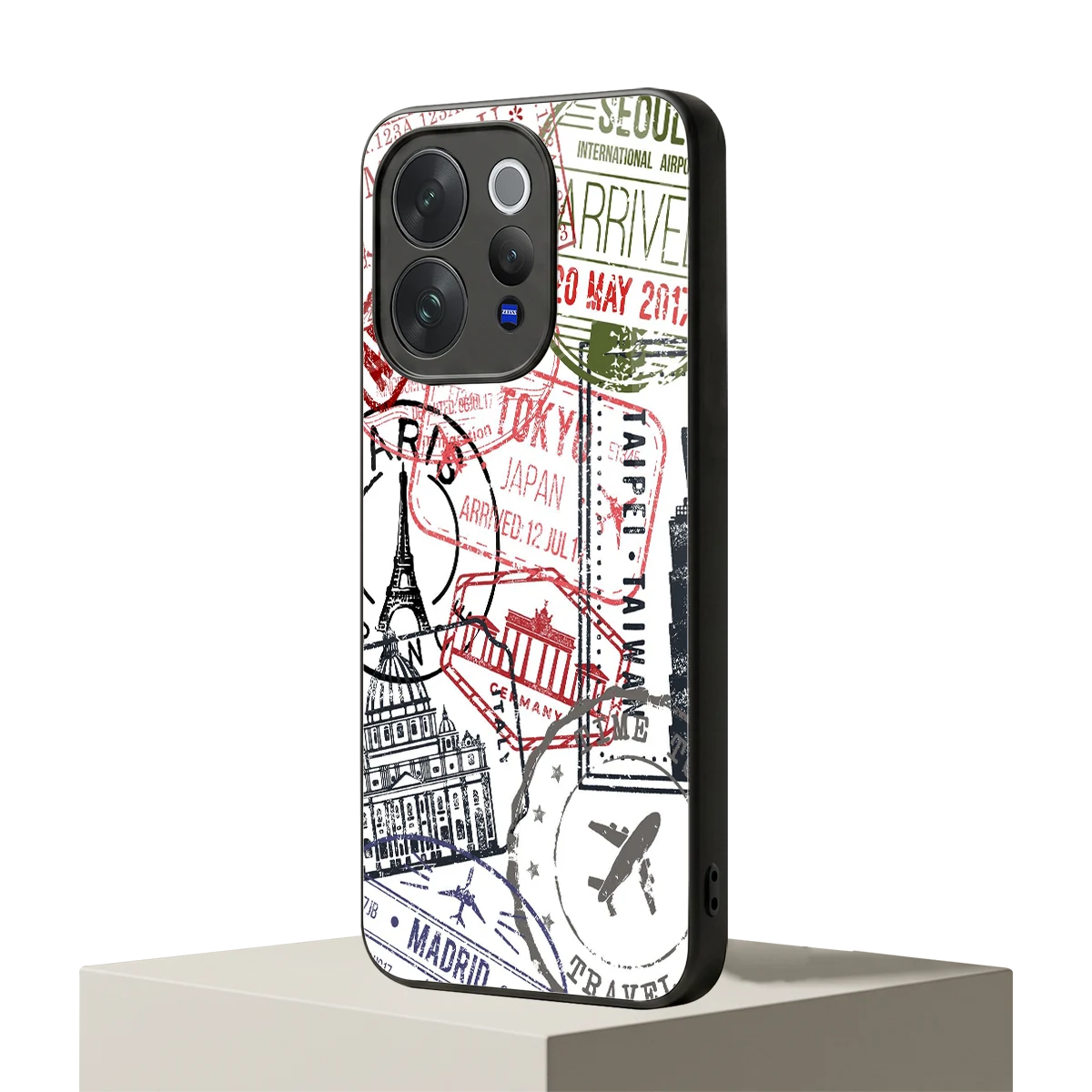 Stamp Collection vivo v70 elite mobile cover | shockproof glass phone case