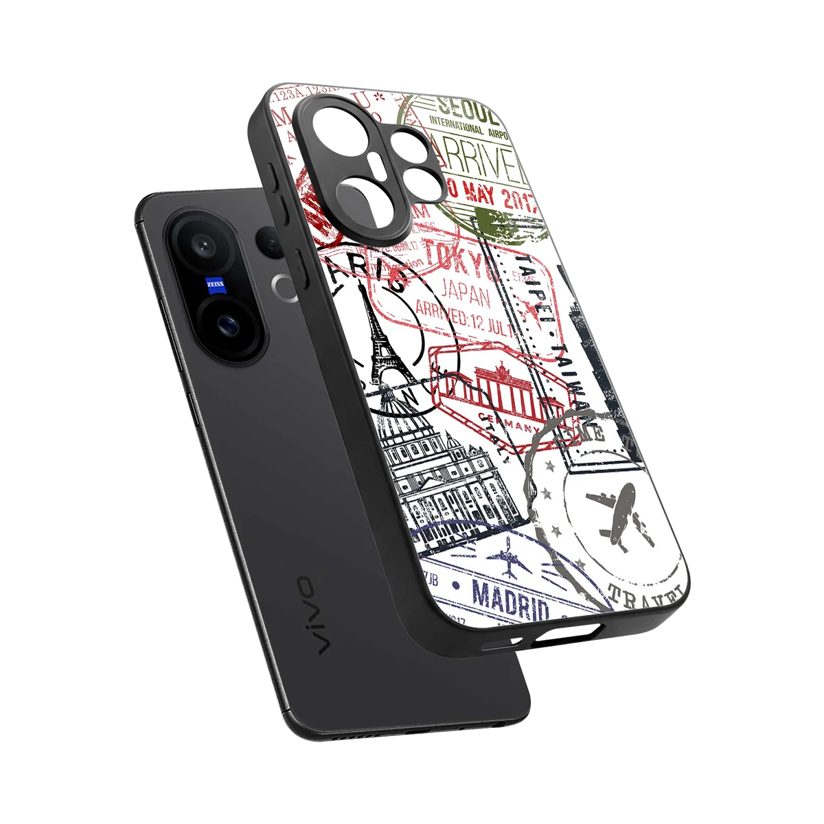 Stamp Collection sleek vivo x200 fe cover with tempered glass back and TPU edges