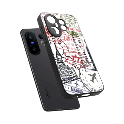 Stamp Collection sleek vivo x200 fe cover with tempered glass back and TPU edges