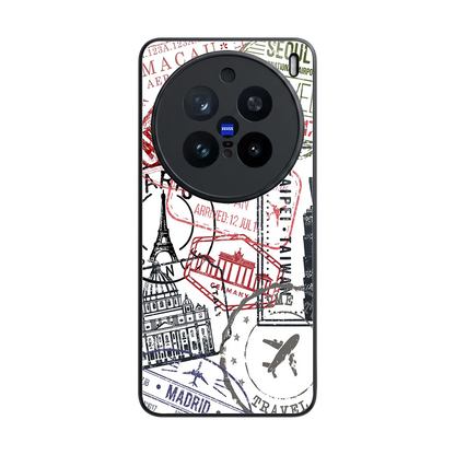 Stamp Collection back phone cover | glass case for vivo x200 pro