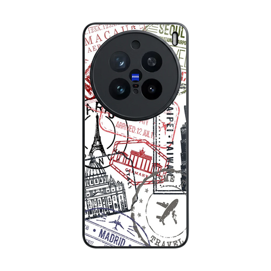 Stamp Collection back phone cover | glass case for vivo x200 pro