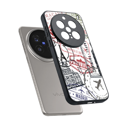 Stamp Collection sleek vivo x200 pro cover with tempered glass back and TPU edges
