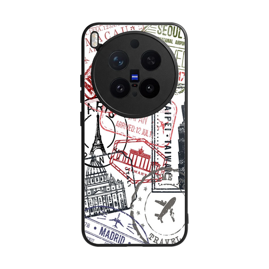 Stamp Collection back phone cover | glass case for vivo x300 pro