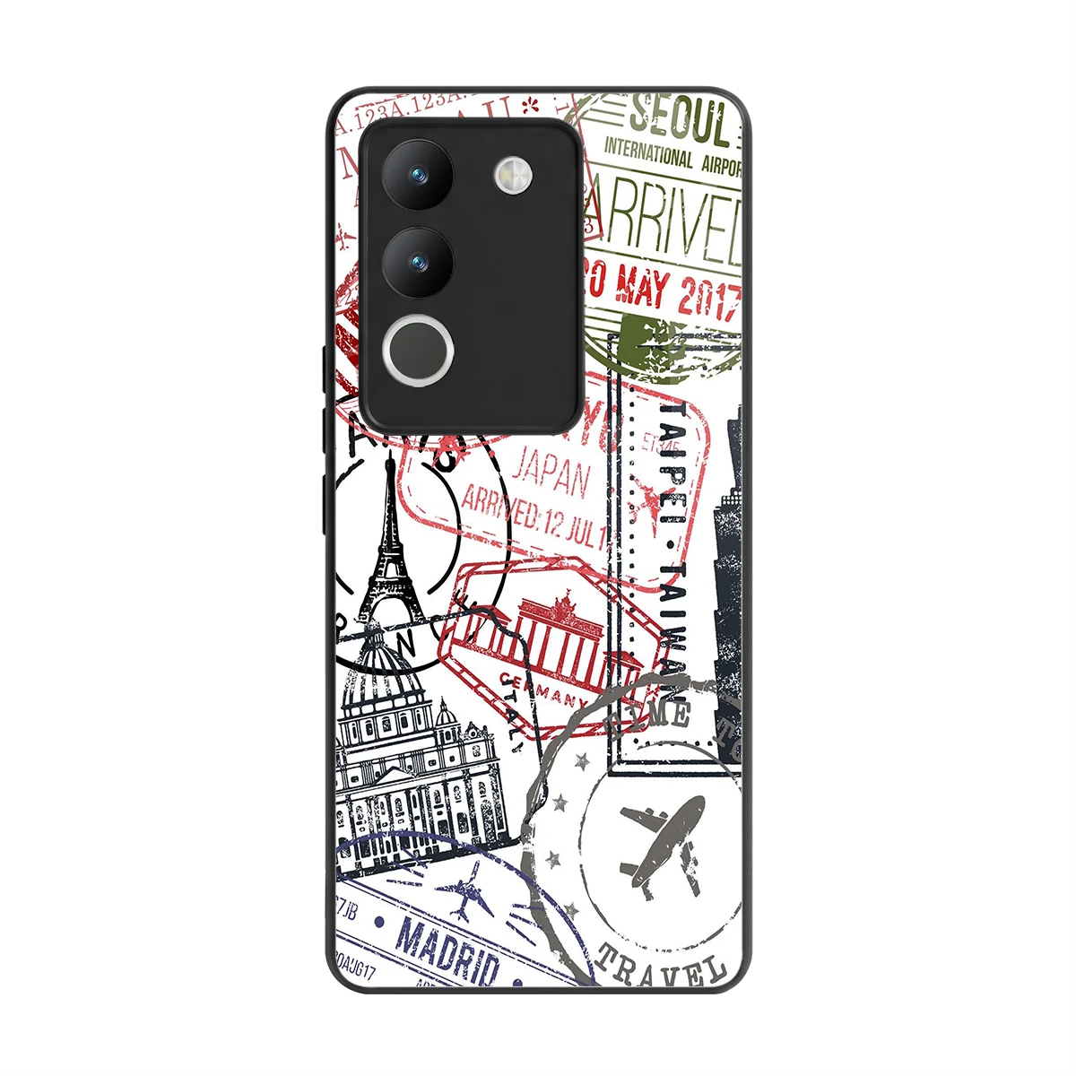 Stamp Collection back phone cover | glass case for vivo y200 5g