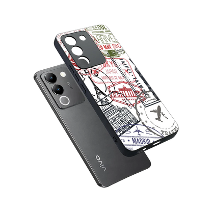 Stamp Collection sleek vivo y200 5g cover with tempered glass back and TPU edges