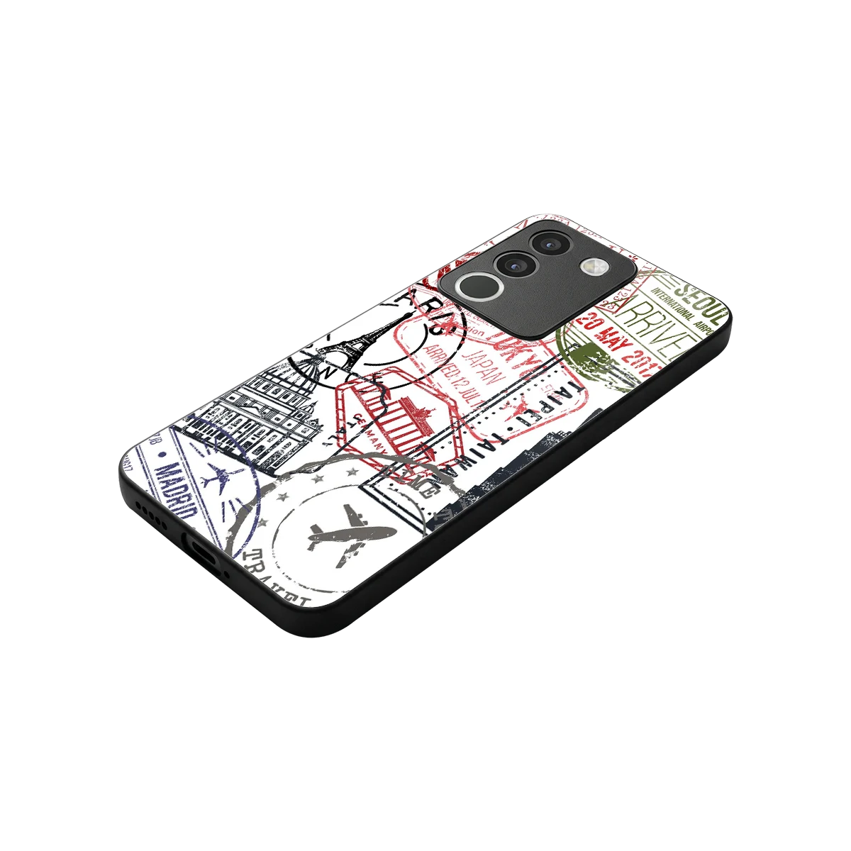 Stamp Collection stylish phone case for vivo y200 5g | glossy glass and slim fit