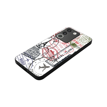 Stamp Collection stylish phone case for vivo y200 5g | glossy glass and slim fit