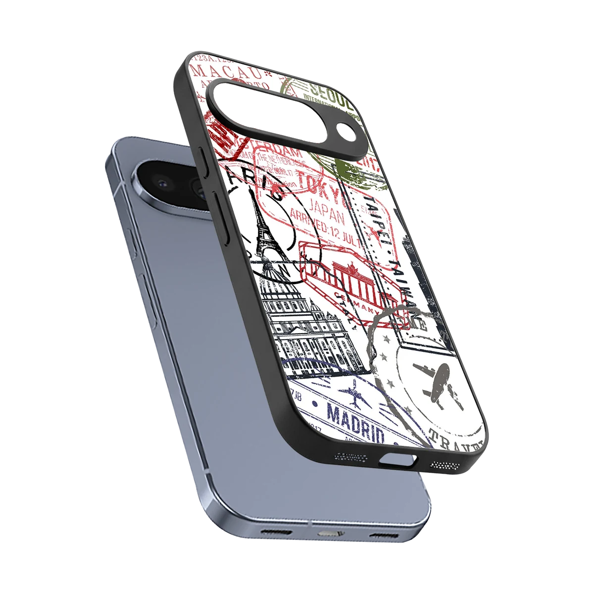 Stamp Collection sleek google pixel 10 cover with tempered glass back and TPU edges