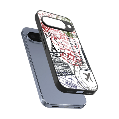 Stamp Collection sleek google pixel 10 cover with tempered glass back and TPU edges