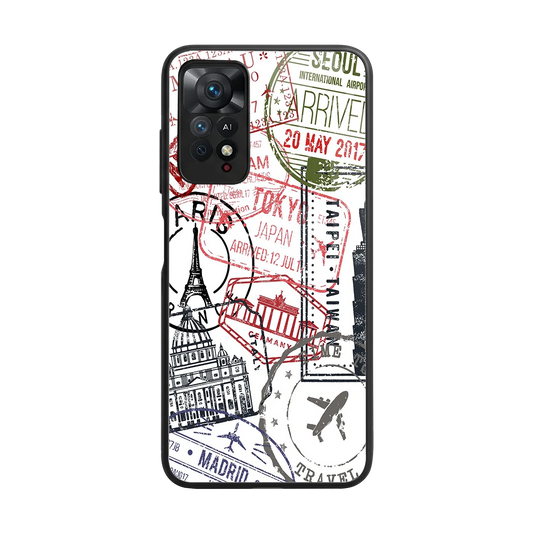 Stamp Collection back phone cover | glass case for redmi note 11 pro
