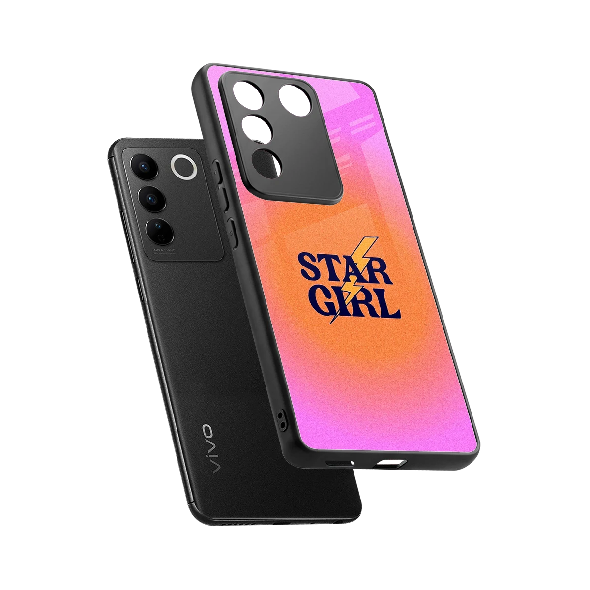 Star Girl Aesthetic sleek vivo v27 5g cover with tempered glass back and TPU edges
