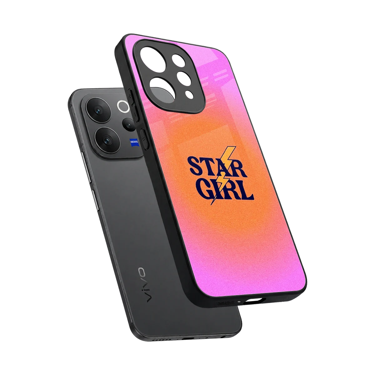 Star Girl Aesthetic sleek vivo v70 cover with tempered glass back and TPU edges