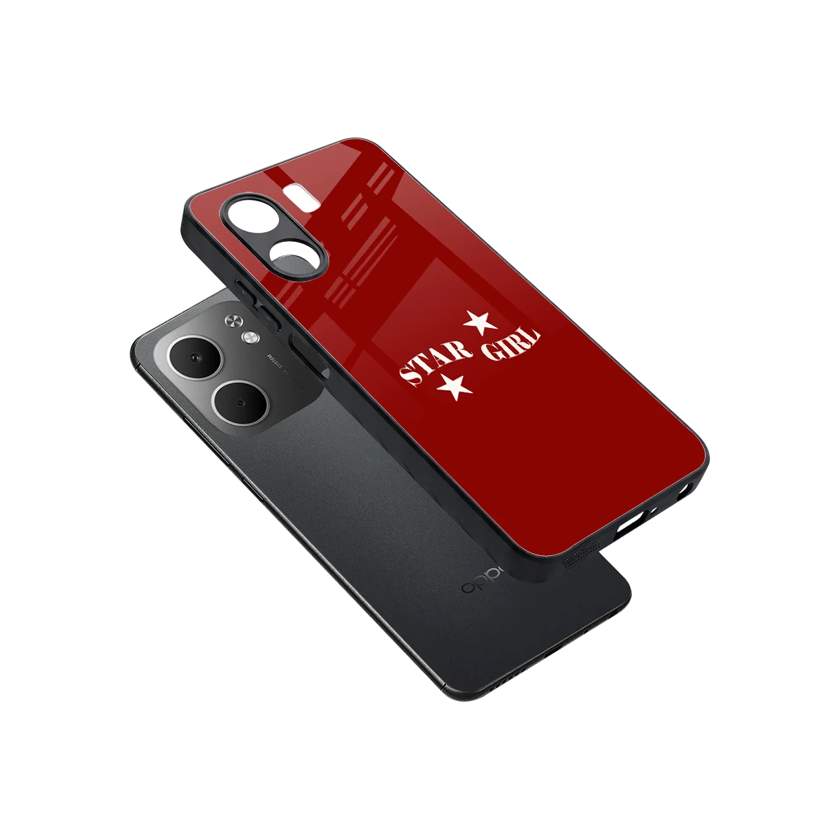 Star Girl sleek oppo a5x 5g cover with tempered glass back and TPU edges
