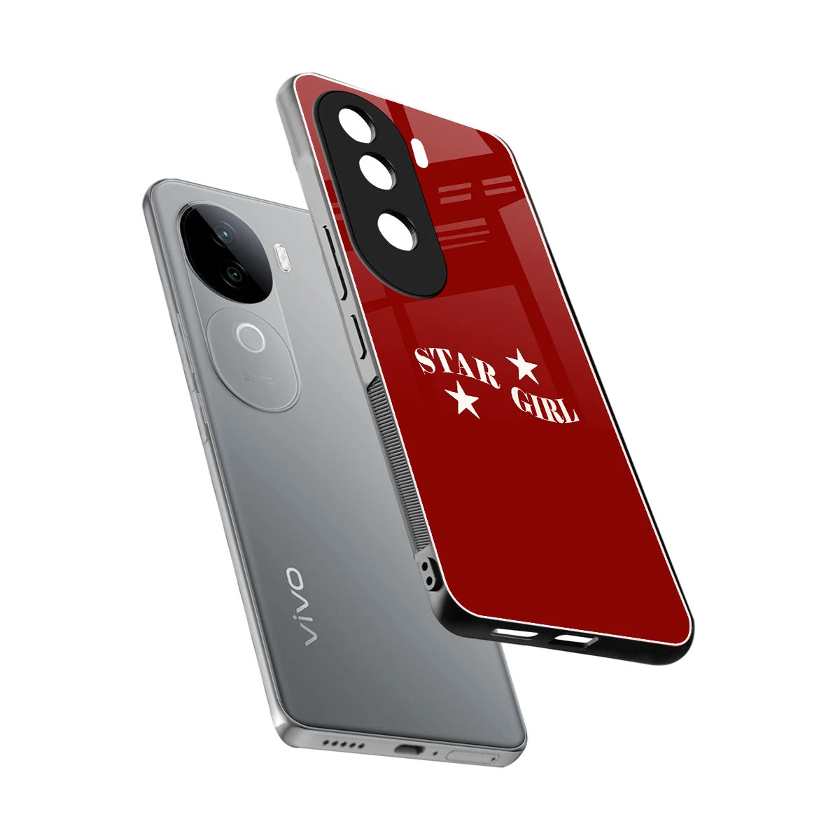 Star Girl sleek vivo v40e cover with tempered glass back and TPU edges
