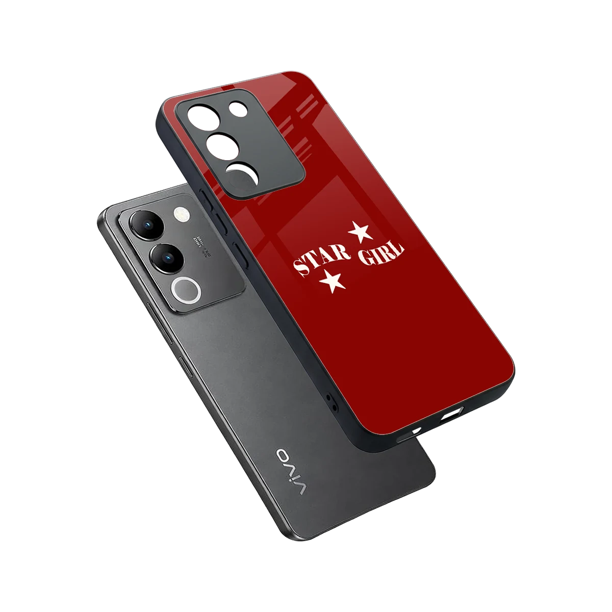 Star Girl sleek vivo y200 5g cover with tempered glass back and TPU edges
