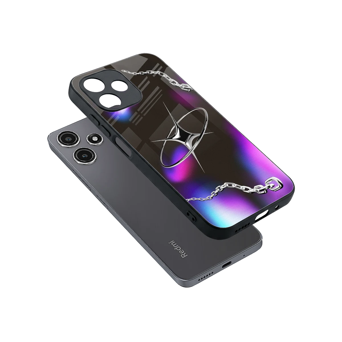 Star Luxe sleek redmi 12 5g cover with tempered glass back and TPU edges