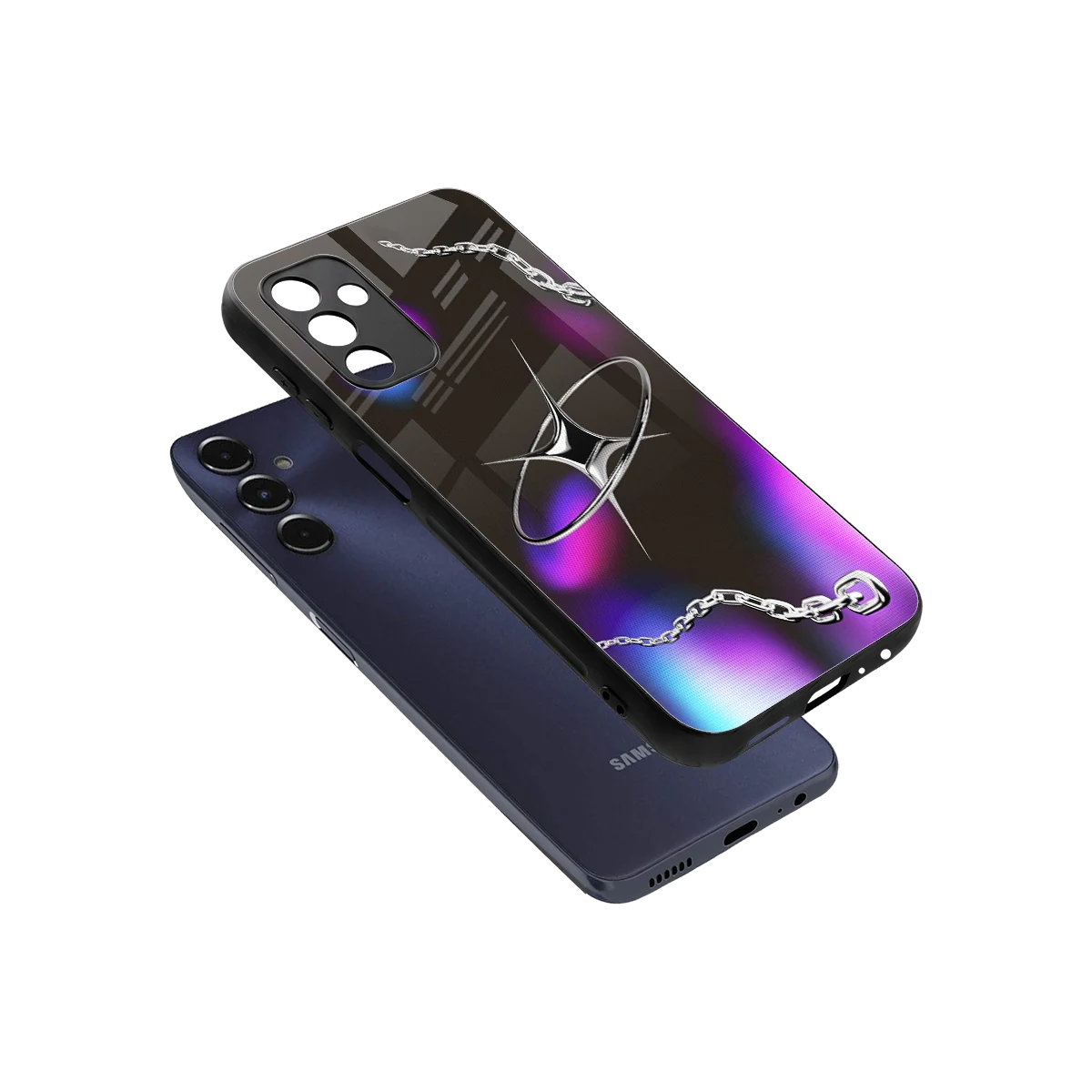 Star Luxe sleek samsung galaxy m14 5g cover with tempered glass back and TPU edges