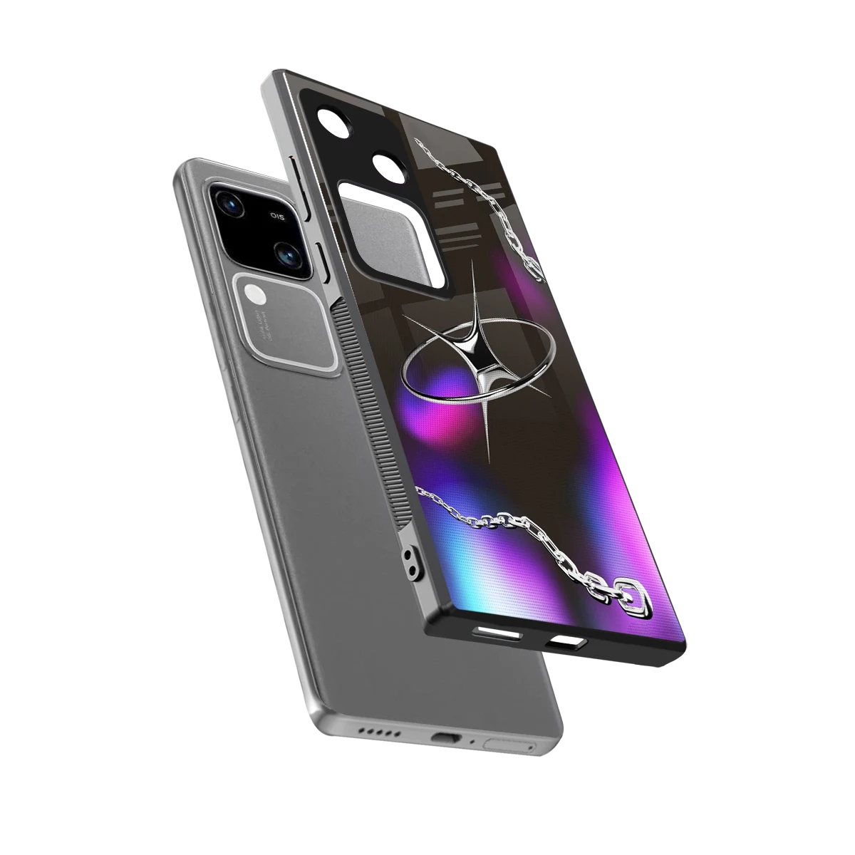 Star Luxe sleek vivo v30 cover with tempered glass back and TPU edges