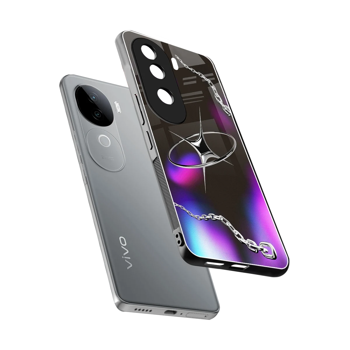 Star Luxe sleek vivo v40e cover with tempered glass back and TPU edges