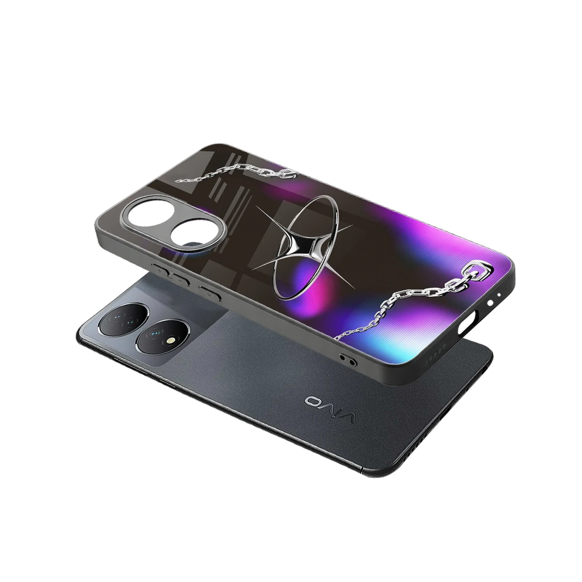 Star Luxe sleek Vivo-y100 cover with tempered glass back and TPU edges