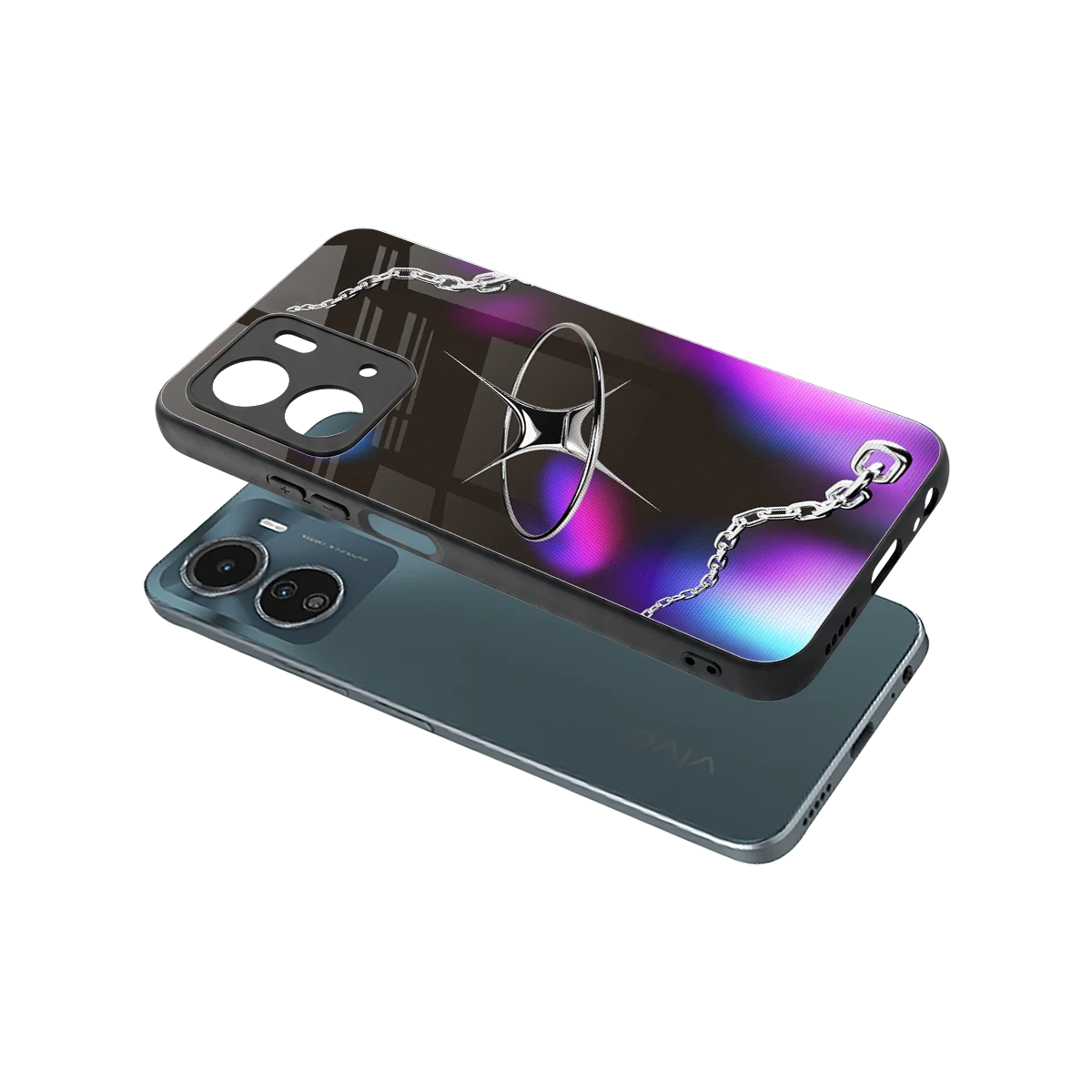 Star Luxe sleek vivo y16 cover with tempered glass back and TPU edges