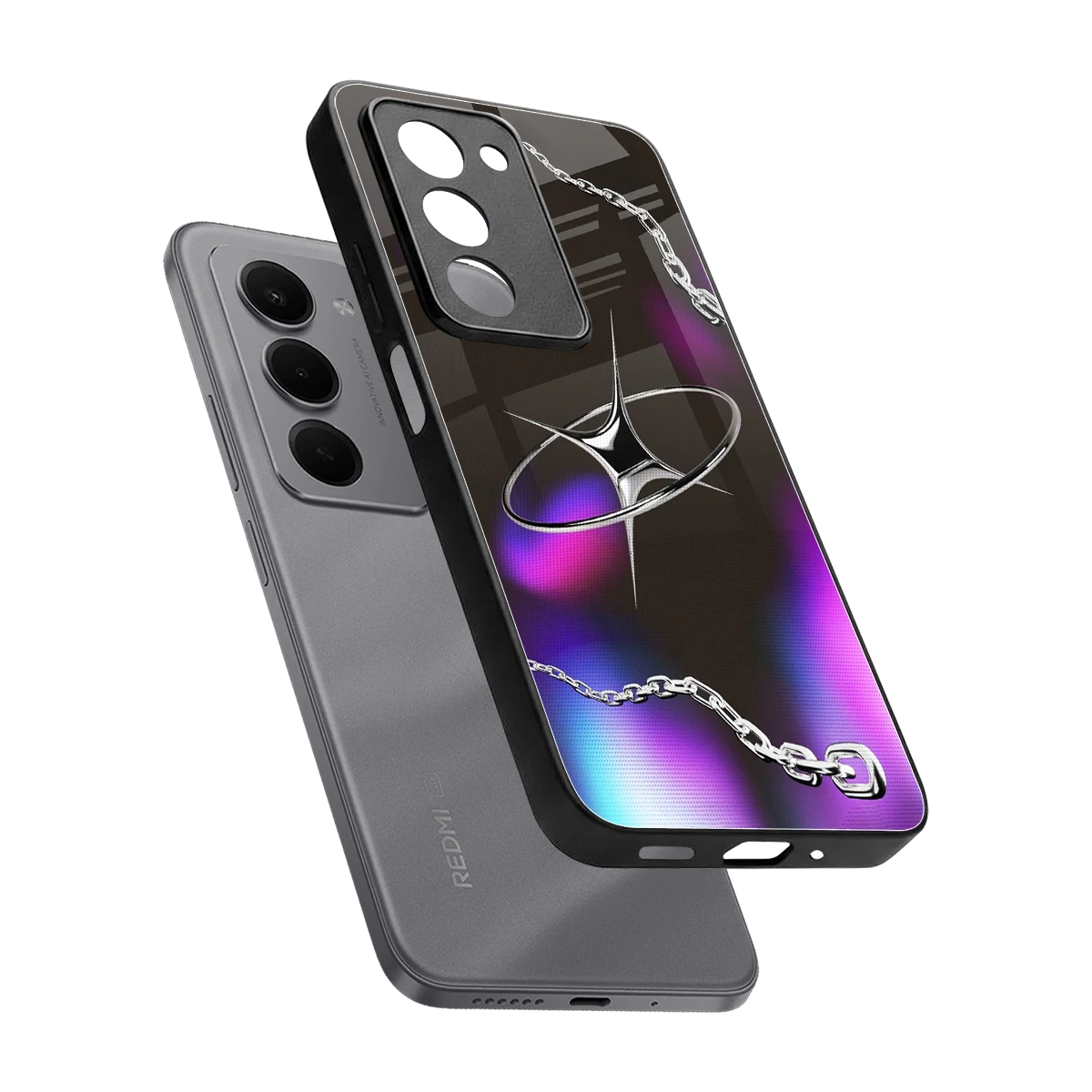 Star Luxe sleek redmi 15 5g cover with tempered glass back and TPU edges