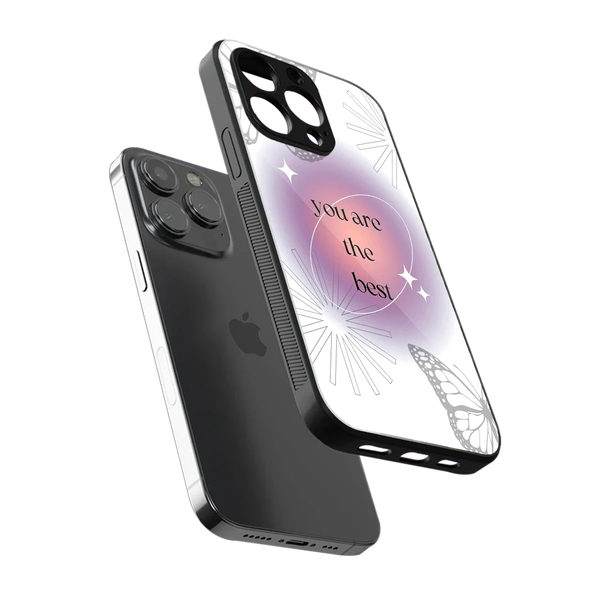 Star Power sleek iphone 15 pro cover with tempered glass back and TPU edges