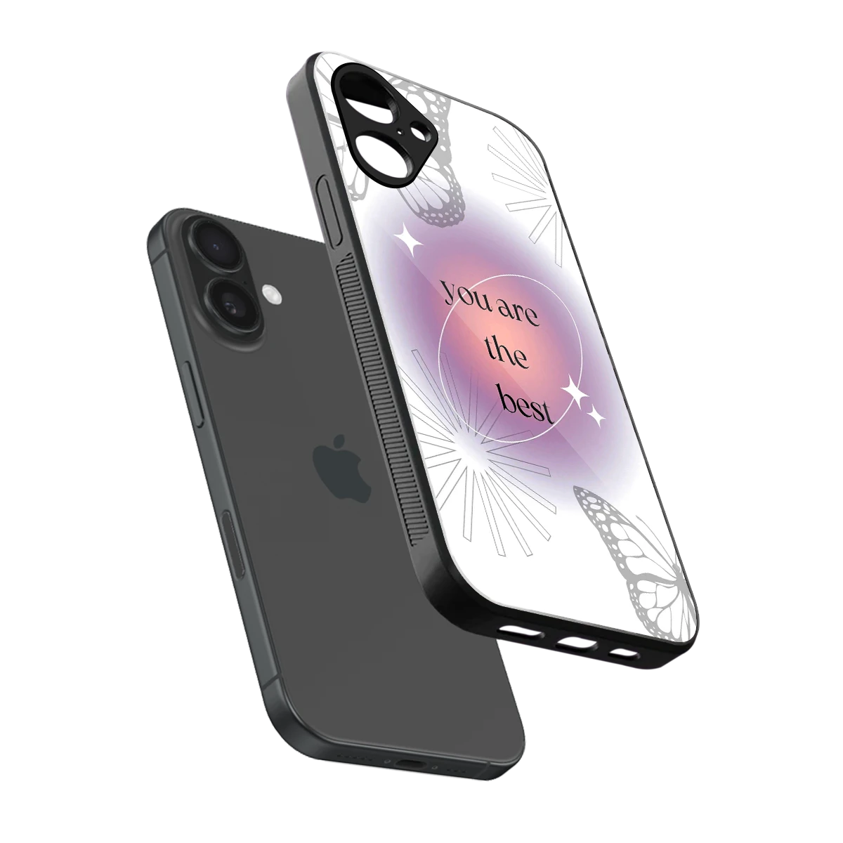 Star Power sleek iPhone 16 cover with tempered glass back and TPU edges