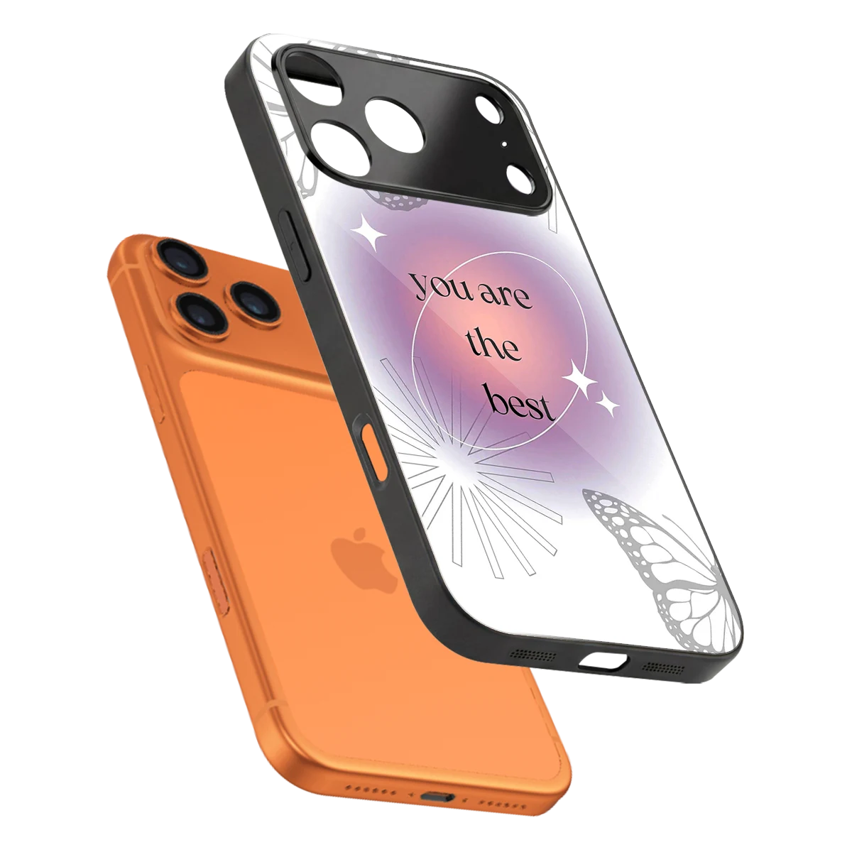 Star Power sleek iphone 17 pro cover with tempered glass back and TPU edges