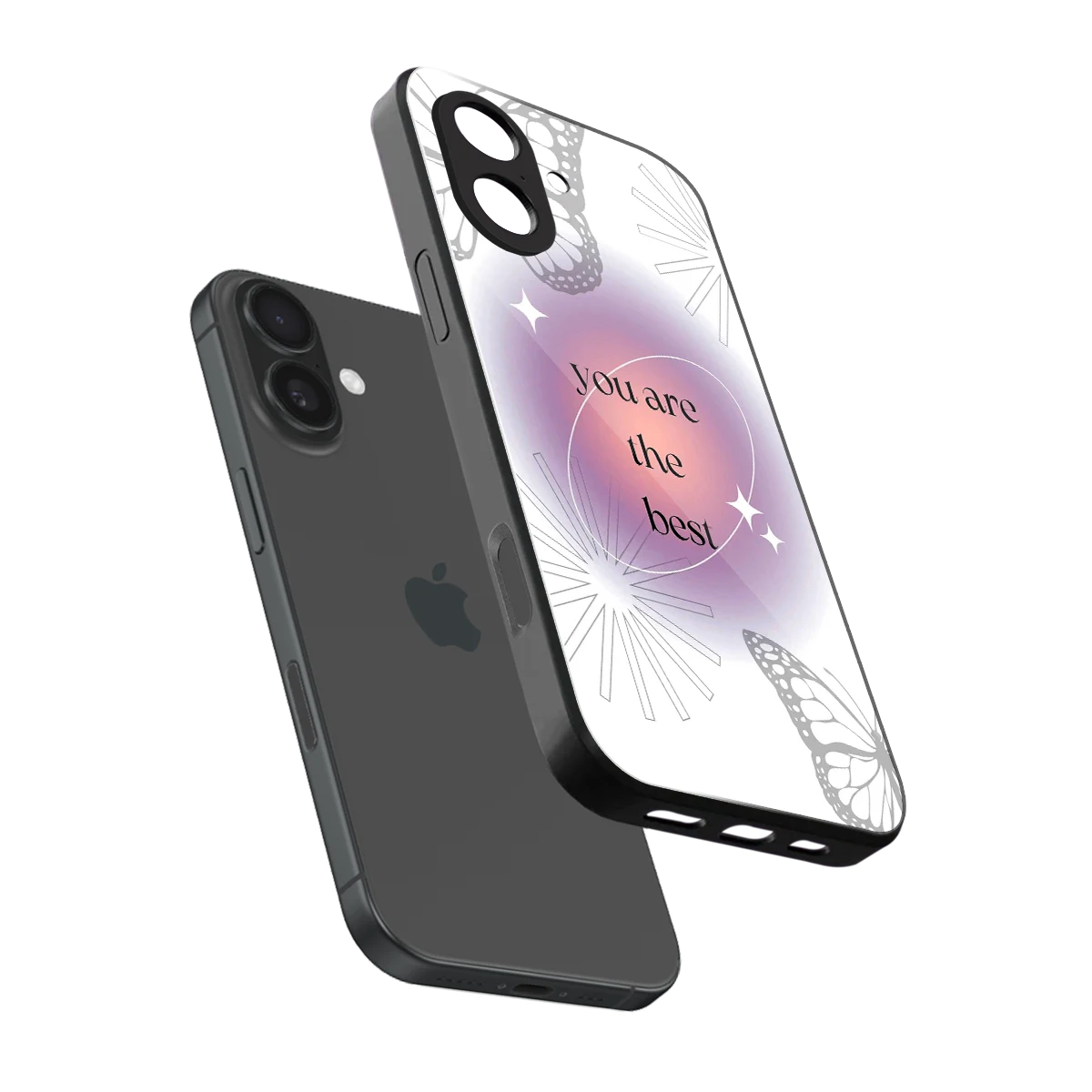 Star Power sleek iphone 17 cover with tempered glass back and TPU edges