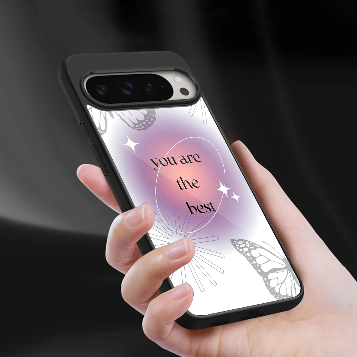 Star Power sleek google pixel 9 pro cover with tempered glass back and TPU edges