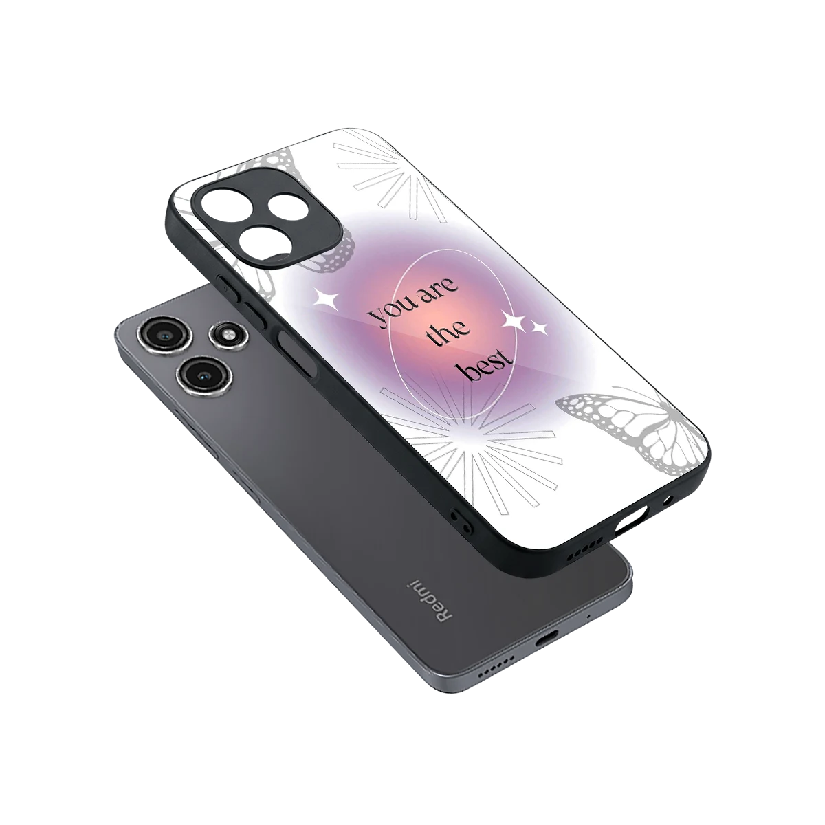 Star Power sleek redmi 12 5g cover with tempered glass back and TPU edges
