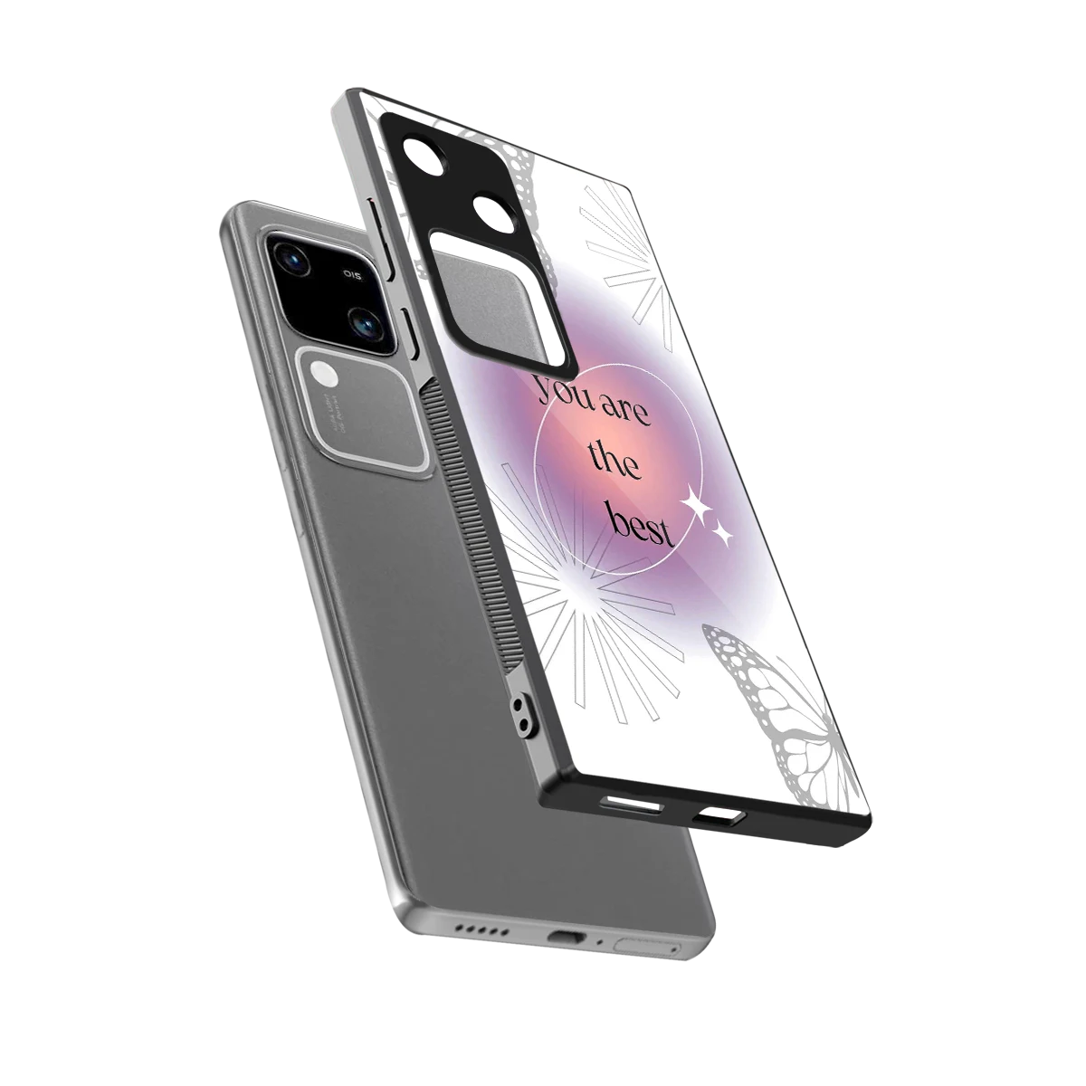 Star Power sleek vivo v30 cover with tempered glass back and TPU edges