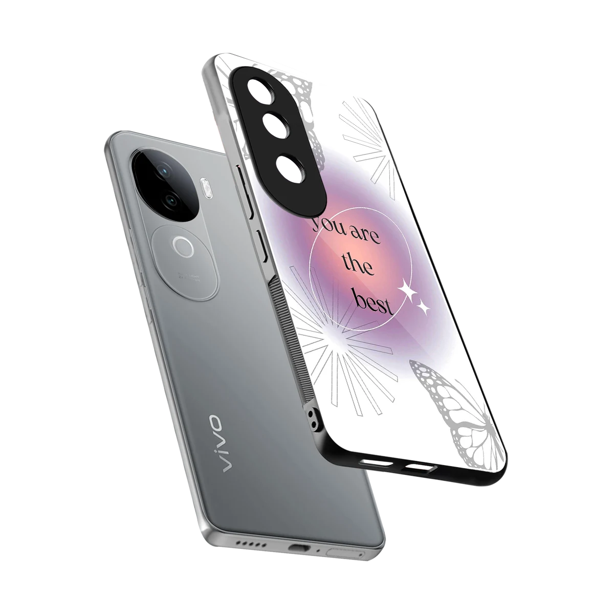 Star Power sleek vivo v40e cover with tempered glass back and TPU edges