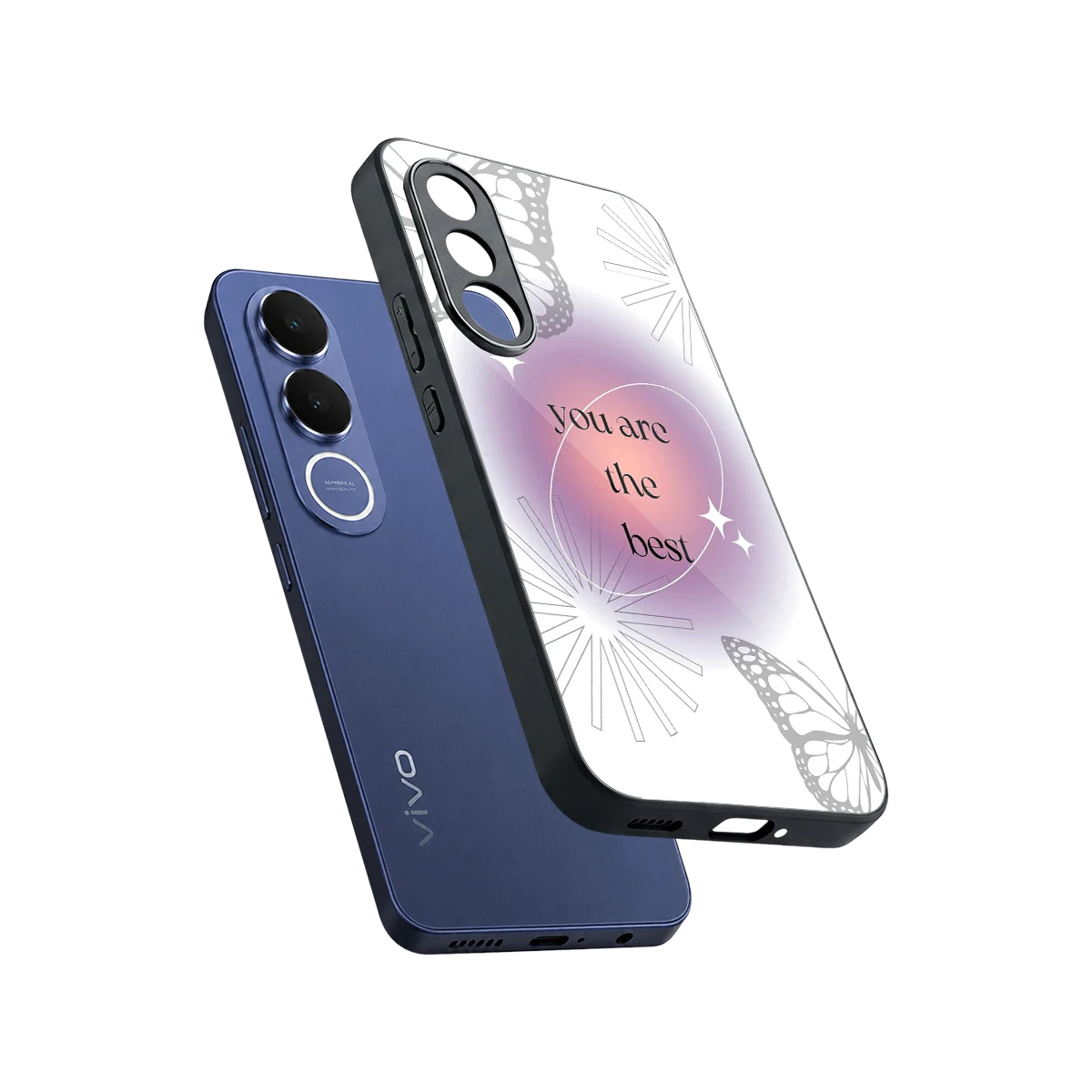 Star Power sleek vivo v70 fe cover with tempered glass back and TPU edges