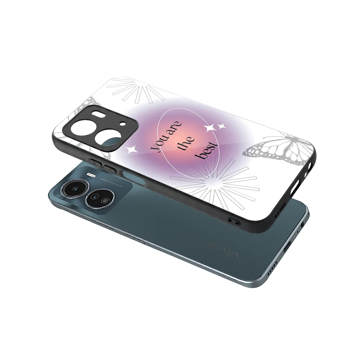 Star Power sleek vivo y16 cover with tempered glass back and TPU edges